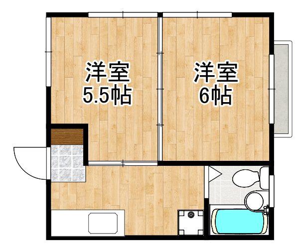 白金原ハイツ(2DK/2階)の間取り写真