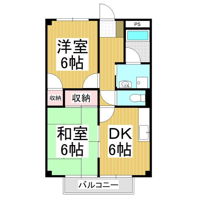 アインス(2DK/1階)の間取り写真