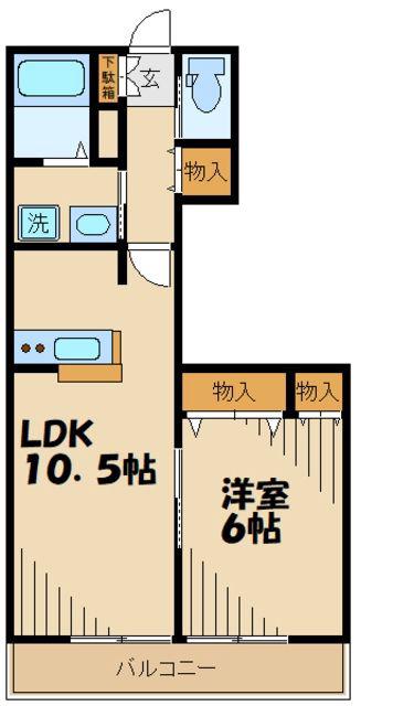 テラ フォルテ S(1LDK/2階)の間取り写真