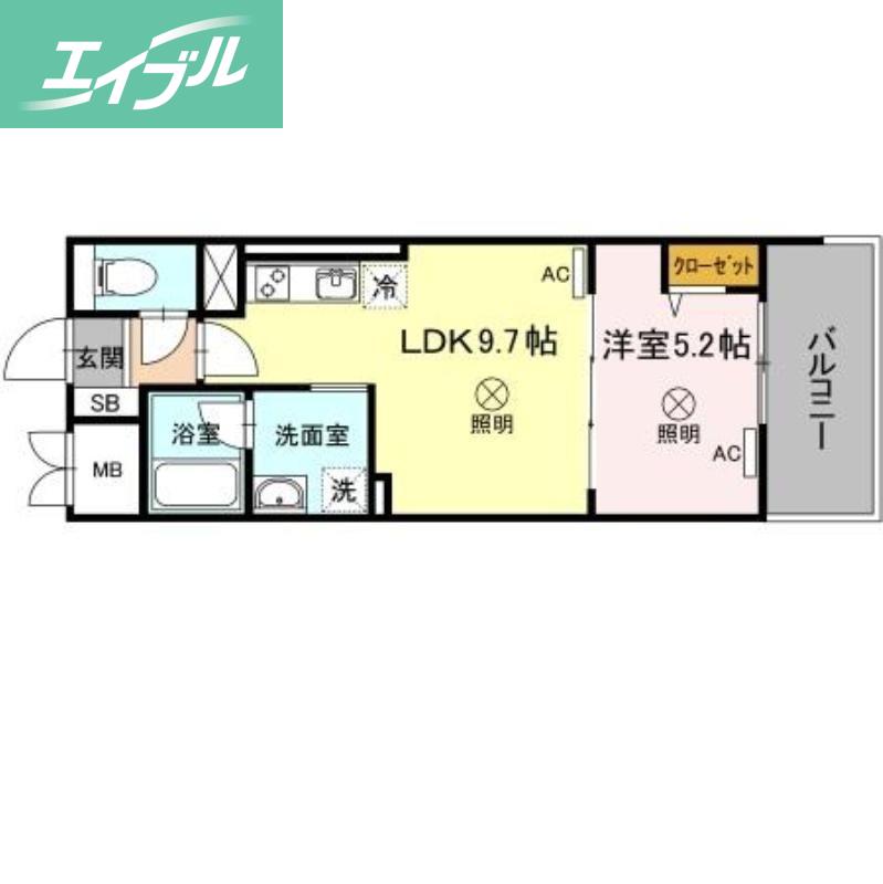TWIN TOWERS AZUKI(1LDK/7階)の間取り写真