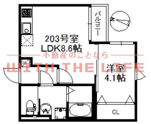メゾンソレイユ久留米A(1LDK/2階)の間取り写真