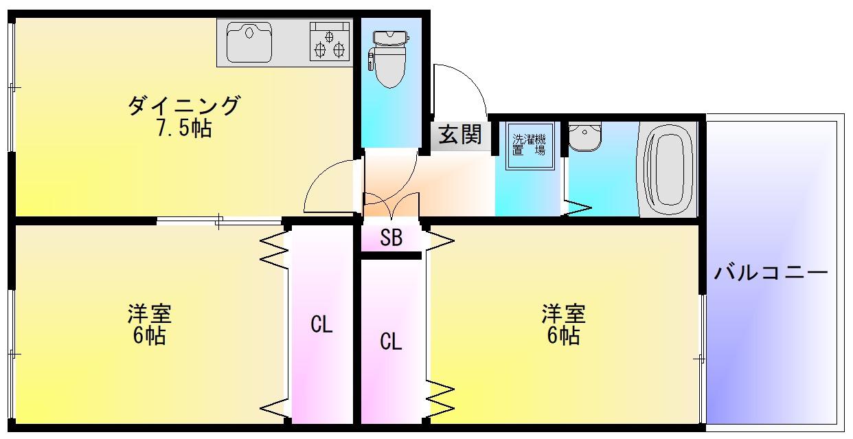 プレジールみづほ(2DK/1階)の間取り写真