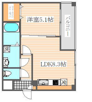 エルヴィータ駅南(1LDK/2階)の間取り写真
