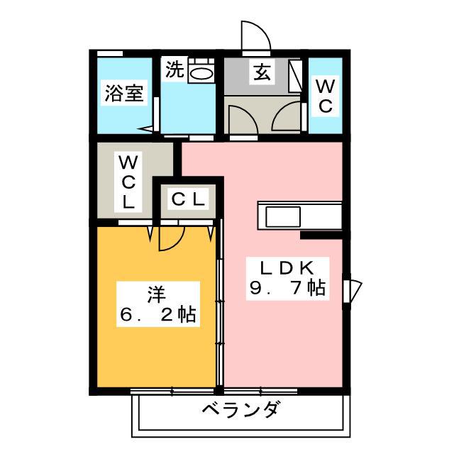 コーラル ウェイブ(1LDK/2階)の間取り写真