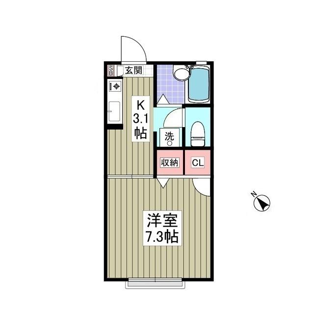 エーデル西都賀(1K/2階)の間取り写真