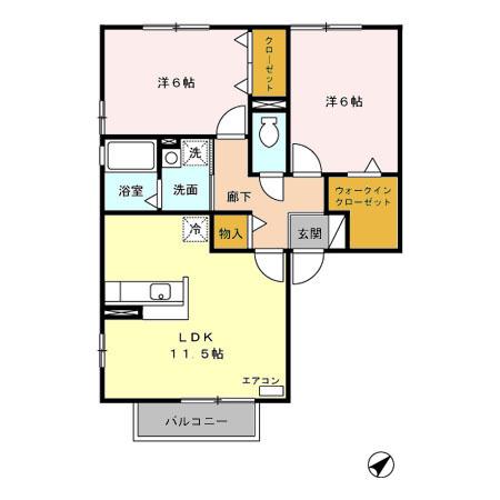 プレアール(2LDK/2階)の間取り写真