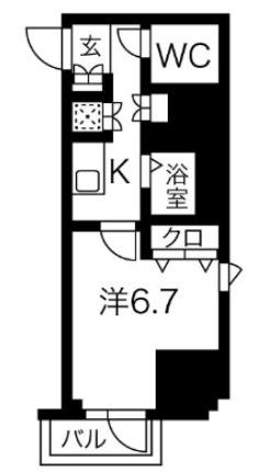 スパシエ八王子クレストタワー(1K/5階)の間取り写真
