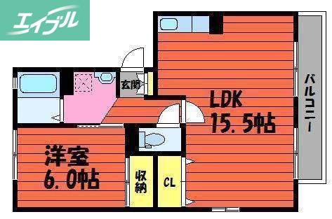 カトルセゾン(1LDK/3階)の間取り写真