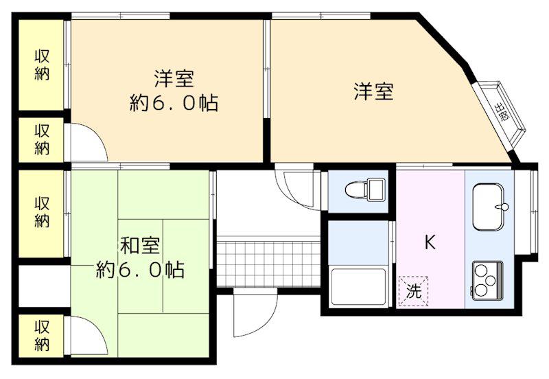 グレース桂(3K/2階)の間取り写真
