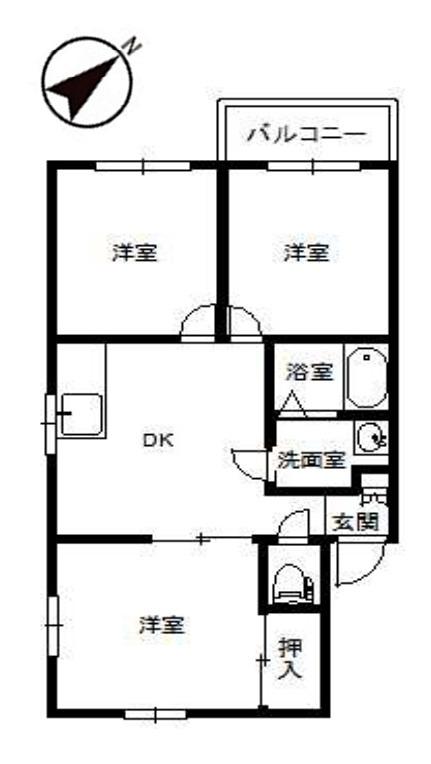 第1ヒルハイツ(3DK/3階)の間取り写真