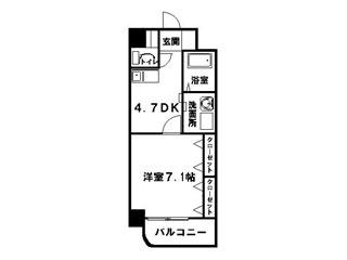 ハイレスト五日市(1DK/6階)の間取り写真