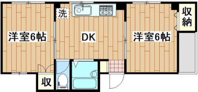 コーポスイモン(2DK/1階)の間取り写真