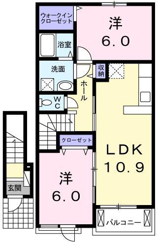 ラ ルーチェ(2LDK/2階)の間取り写真