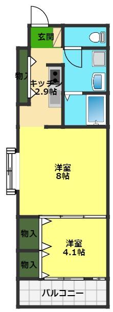 オブジェ朝倉(2K/3階)の間取り写真