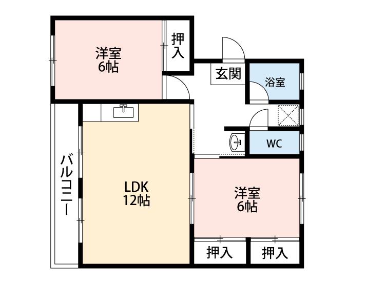 ビラ日下(2LDK/1階)の間取り写真