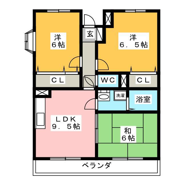 ノースパークS(3DK/2階)の間取り写真