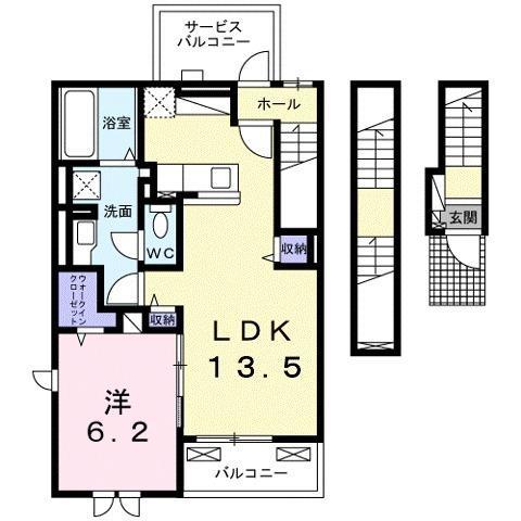メゾンプラシード5(1LDK/3階)の間取り写真