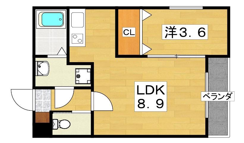 グレイスキューブ(1LDK/1階)の間取り写真