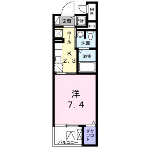 カームシティYASUDA(1K/4階)の間取り写真