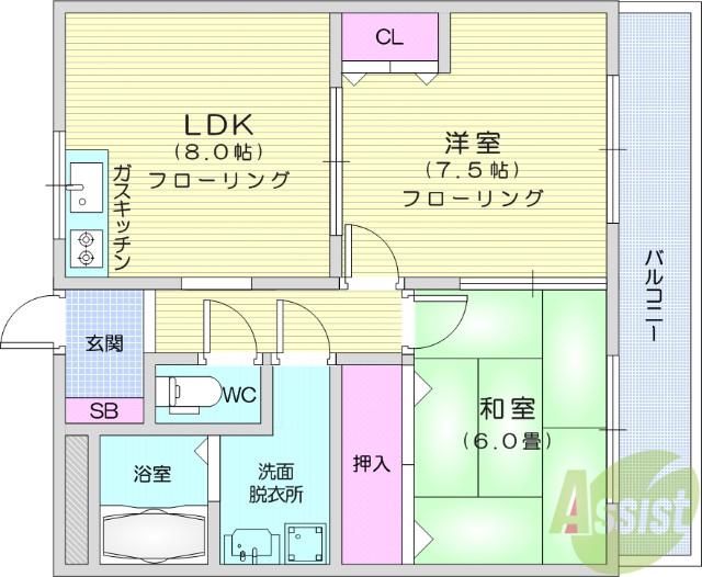 コンフォールSAKAE(2DK/2階)の間取り写真