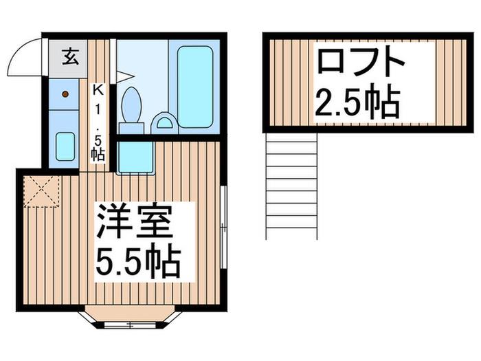 リンハイツ中浦和(1K/1階)の間取り写真