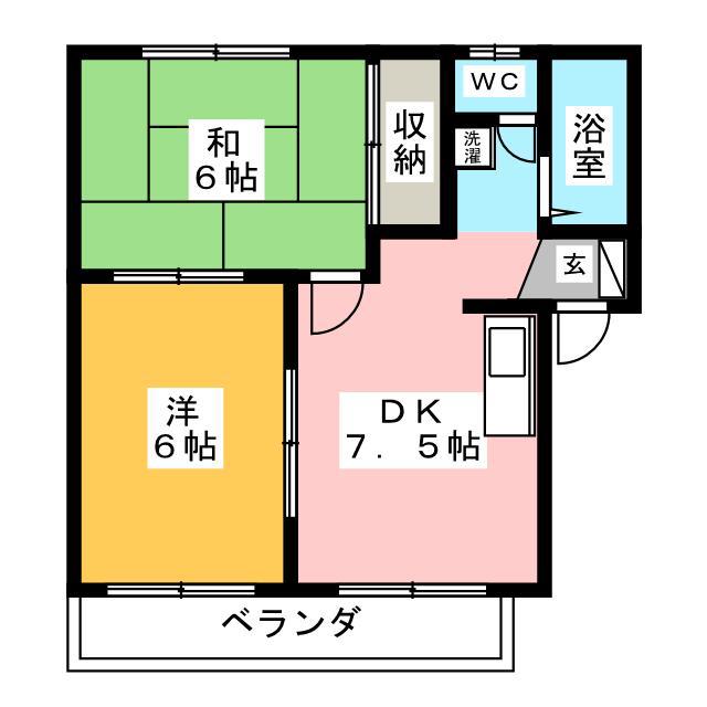 サニーライフアイ(2DK/1階)の間取り写真