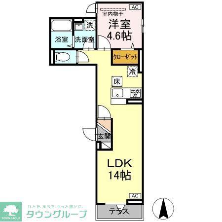 グラナーデ扇I D(1LDK/1階)の間取り写真
