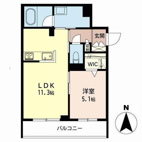 シャーメゾン姫路W(1LDK/1階)の間取り写真