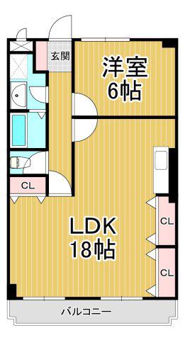 フリーダム武庫の里1(1LDK/1階)の間取り写真