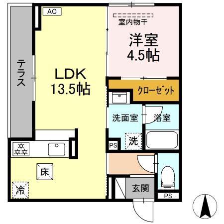 D-AVANCE西塚(1LDK/1階)の間取り写真
