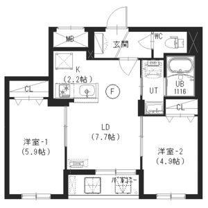 インフィニティN22E1(2LDK/2階)の間取り写真