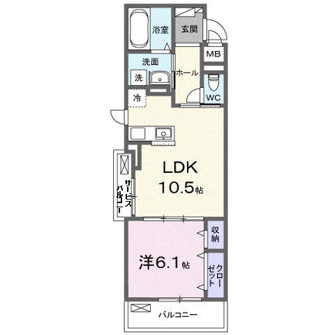 フルール近江(1LDK/3階)の間取り写真