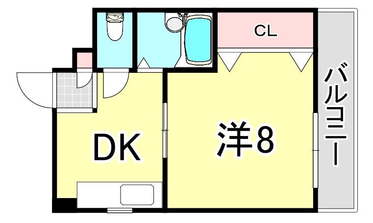 レファインド北立花(1K/4階)の間取り写真