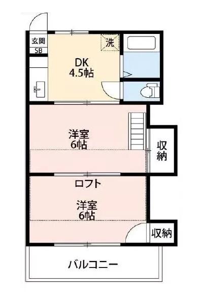 BCASA東松山IIIRE-BORN(2DK/1階)の間取り写真
