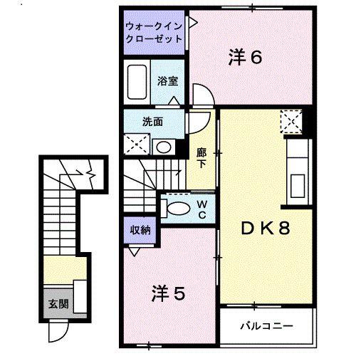 デンファーレ(2DK/2階)の間取り写真