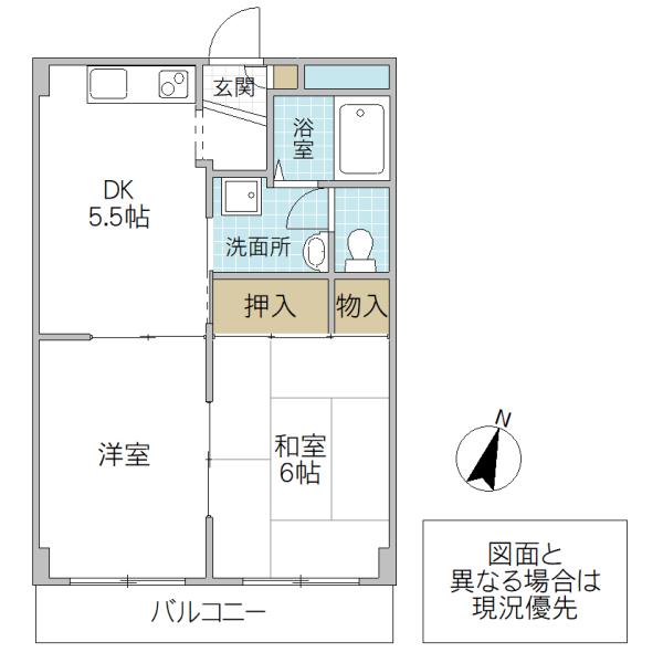 ミキはうす(2DK/2階)の間取り写真