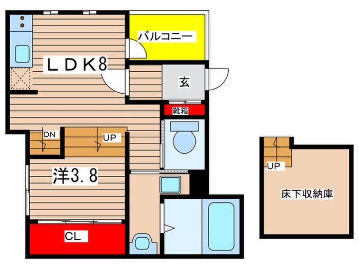 ハーモニーテラス植田西(1LDK/1階)の間取り写真