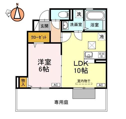 シャルマン・ホルツ(1LDK/1階)の間取り写真