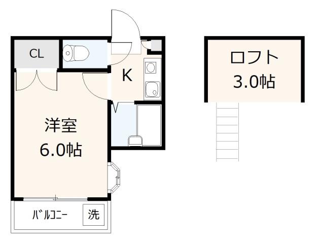 バリュージュ船越(1K/1階)の間取り写真