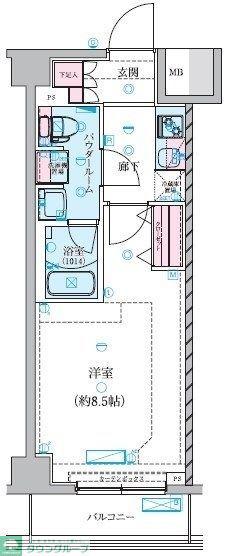 GENOVIA川崎鈴木町SKYGARDEN(1K/4階)の間取り写真