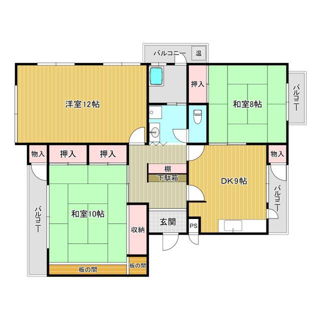 山の田マンション(3DK/2階)の間取り写真
