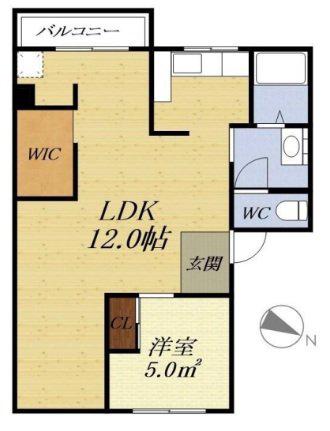 KOIDEマンションA棟(1LDK/2階)の間取り写真