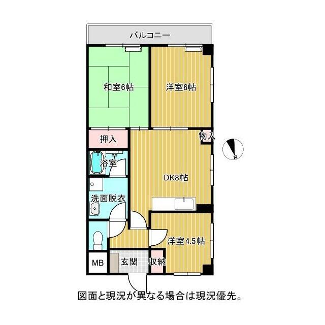 サンヒルズ泉A棟(3DK/2階)の間取り写真
