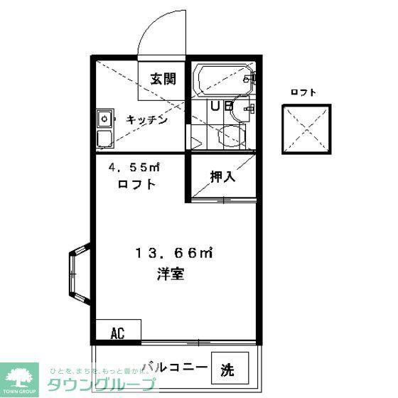 ラスール・イナⅡ(ワンルーム/2階)の間取り写真