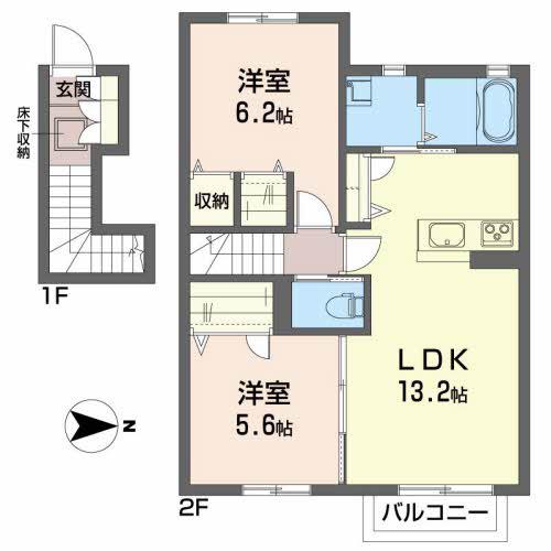シャーメゾン・ピア2(1LDK/2階)の間取り写真