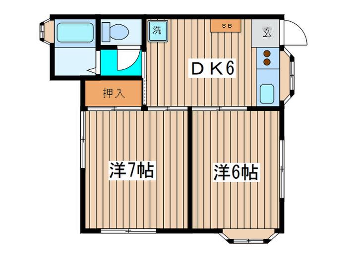 フォレストアーバン(2DK/1階)の間取り写真