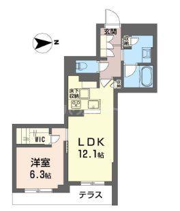 日暮里・舎人ライナー 谷在家駅 徒歩4分 3階建 新築(1LDK/1階)の間取り写真