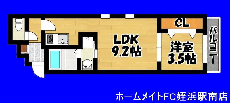 CHERIM姪浜西II(1LDK/3階)の間取り写真