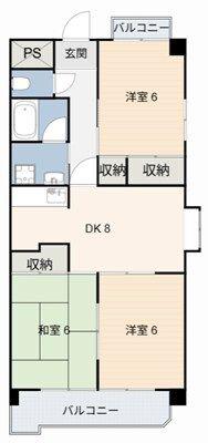 SOLE善明(3DK/6階)の間取り写真