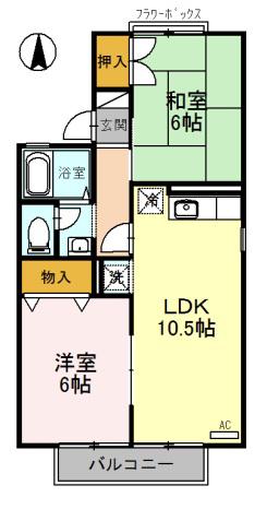 サンモール北花田 B棟(2LDK/1階)の間取り写真